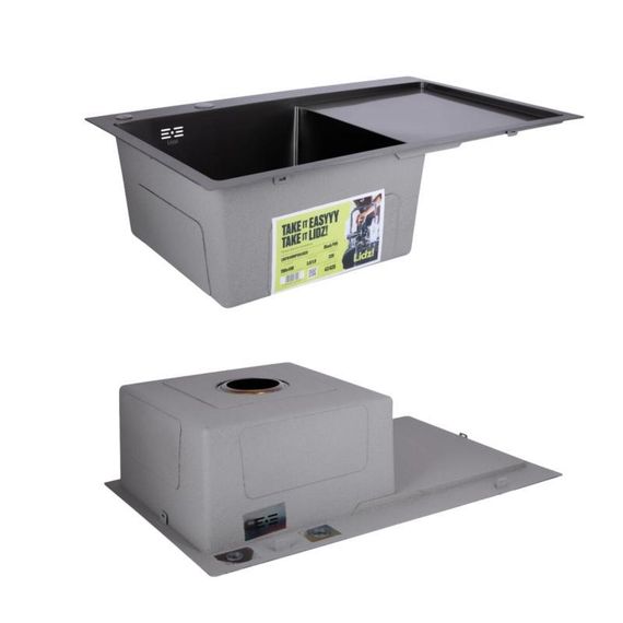 Комплект Lidz Handmade H7849BR Мийка для кухні інтегрована крило праворуч BlackPVD у комплекті з дозатором + Lidz K01B Кошик | Зображення 3