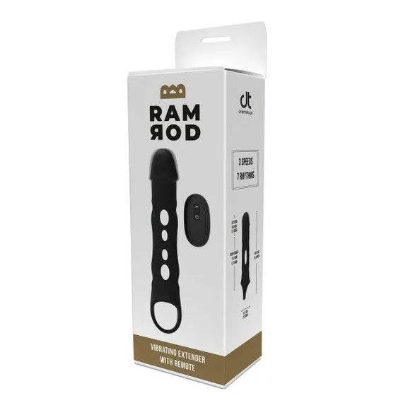 Насадка на пеніс із вібрацією Dream Toys Ramrod та пультом управління, чорна Sex Aura | Зображення 5