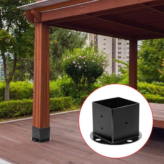 Опорный кронштейн для квадратных деревянных столбов, опора столба втулка на землю винтовая 92 x 92 мм 1 шт | Зображення 3