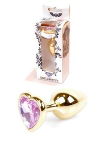Анальна пробка - Jewellery Gold Heart Plug Light Pink Sex Aura