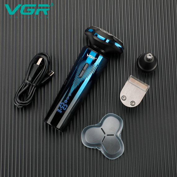 Электробритва VGR 3 в 1 V-303, 3 насадки, IPX7, LED дисплей | Зображення 6