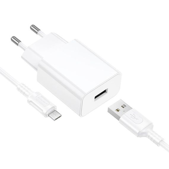 МЗП Borofone BA110A Lemi 7.5W (1USB-A) + кабель USB to MicroUSB White | Зображення 5