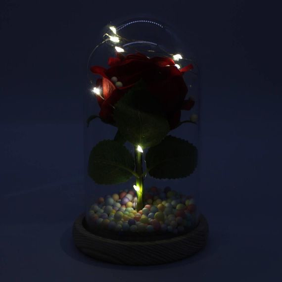 Троянда в колбі з LED підсвіткою 15,5см, в подарунковій коробці / Вічна троянда / Декоративна троянда нічник | Зображення 4