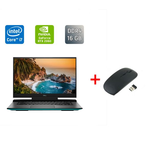 Игровой ноутбук Б-класс Dell G7 7500 / 15.6" (1920x1080) IPS / Intel Core i7-10750H (6 (12) ядер по 2.6 - 5.0 GHz) / 16 GB DDR4 / 1000 GB SSD / nVidia GeForce RTX 2060, 6 GB GDDR6, 192-bit / WebCam / Windows 10 б/у + Подарок Беспроводная мышь / USB
