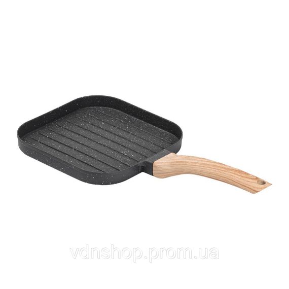 Сковорода гриль квадратная 18×18 см рифленая с гранитным покрытием серая HP39568C | Зображення 1