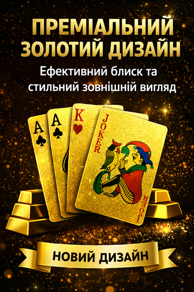 Золотые игральные карты 100 долларов Poker Gold пластиковые водонепроницаемые, колода карт для покера с джокерами 54 шт | Зображення 2