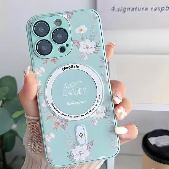 TPU+PC чехол Secret Garden with MagSafe для Apple iPhone 14 Pro (6.1") Mint | Зображення 1