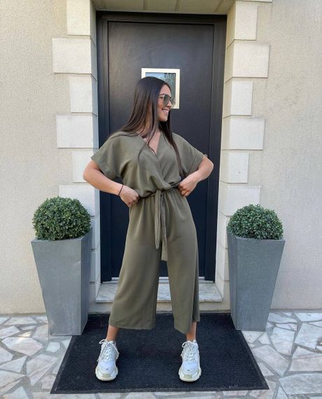 Женский летний комбинезон с укороченными штанами BF832 цвет хаки, размер 46/48