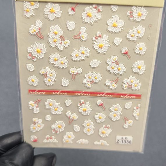 Об'ємна наліпка для нігтів 1336 на липкій основі (7 х 9 см)