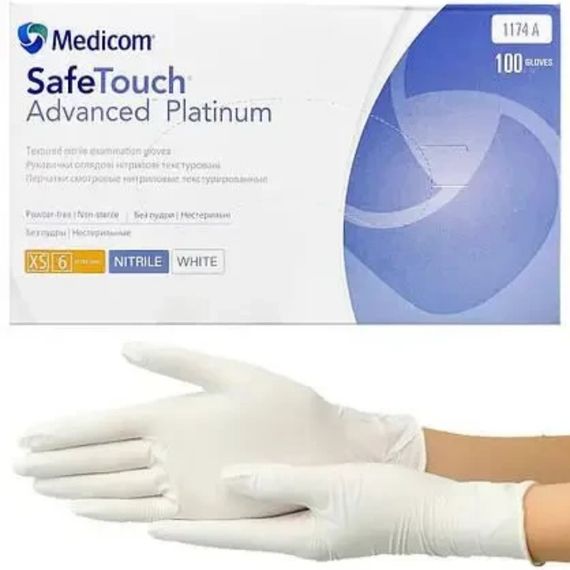 Перчатки нитриловые Medicom White размер M 3,5гр (белые) 100 шт | Зображення 1