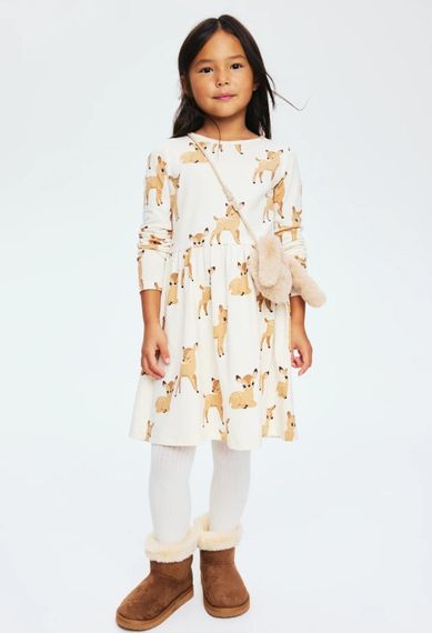 Дитяча бавовняна сукня для дівчинки H&M 98-104 см Молочна (25120303B) | Зображення 2