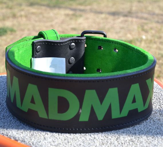 Пояс для важкої атлетики MadMax MFB-302 Quick Release Belt  шкіряний Black/Green M | Зображення 4