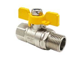Кран кульовий нікель для газу Nickel PRO 1/2" ЗВ PN20 жовтий метелик  ASCO 1/26
