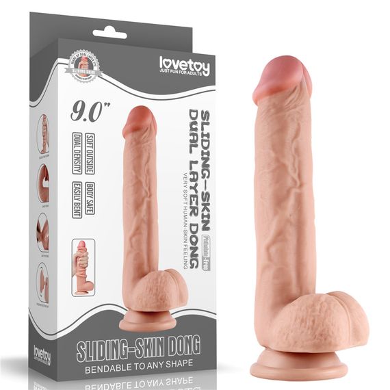 Фаллоимитатор - Sliding-Skin Dual Layer Dong 9" Flesh sexstyle | Зображення 1
