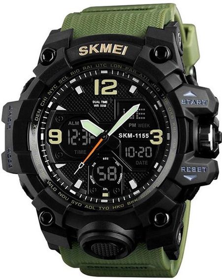 Чоловічий наручний годинник SKMEI ARMY GREEN 1155BAG Без подарункової коробки