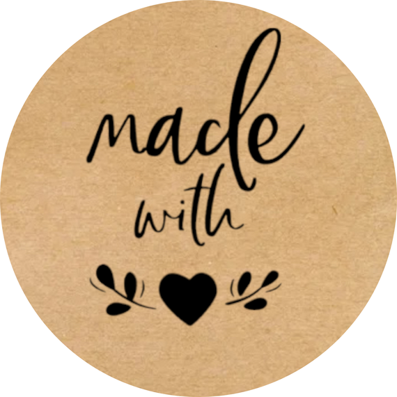 Этикетка круглая крафт "Made with love 03", Диаметр 50 мм, 250 шт/рулон, Viskom