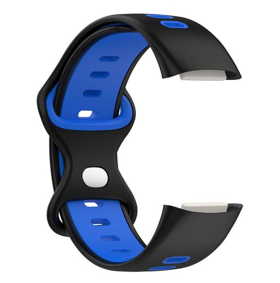 Силіконовий ремінець Primolux Sport для фітнес браслета Fitbit Charge 5 / Charge 6 - Black&Blue / розмір М | Зображення 1