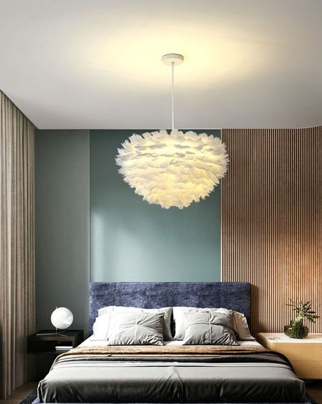 Люстра підвісна з пір'ям на 3 лампочки 26706 Білий 40-120х60х60 см. | Зображення 1