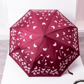 Парасолька напівавтомат з принтом міцна з поліестеру діаметр 97 см Червона HP-23-2R
