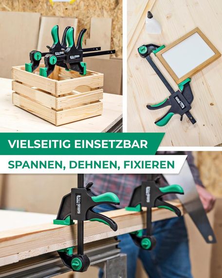 Струбцини набір 2 шт, одноручні затискачі універсальні для дерева, металу для фіксації, склеювання, сила 71 кг SMABIX | Зображення 2