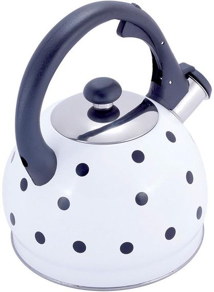 Чайник Kamille Polka Dot Kettle 2л з нержавіючої сталі зі свистком, в горошок, білий | Зображення 2