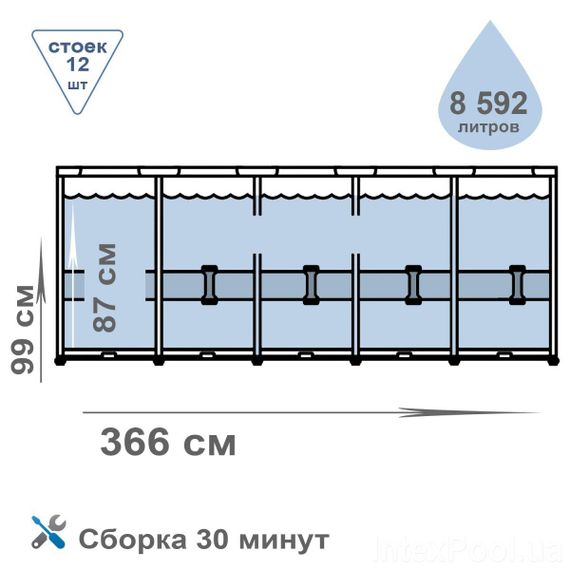 Бассейн каркасный Intex 26716, 366-99см, фильтр-насос, лестница | Зображення 1