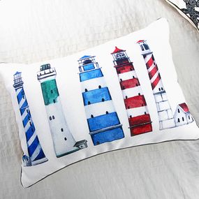 Подушка интерьерная из мешковины Sometіme you just need a beach day (маяки) 45x32 см