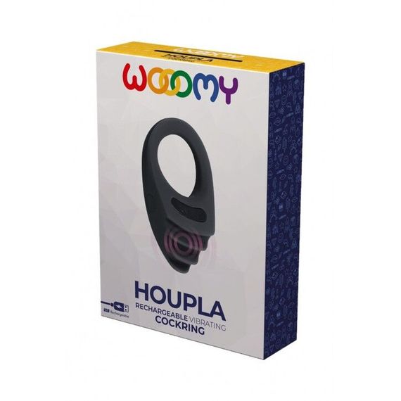 Эрекционное виброкольцо Wooomy Houpla, 10 режимов вибрации, диаметр 3 см | Зображення 2