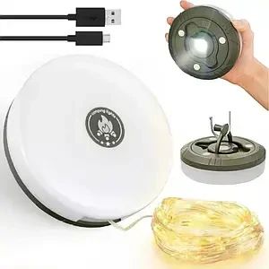 Аккумуляторный фонарь с гирляндой, USB и магнитным креплением / Подвесной фонарь для кемпинга 20м | Зображення 2