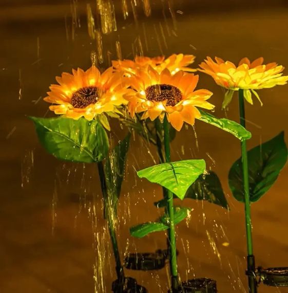 Садовий світильник на сонячній батареї Соняшник, 75 см, Теплий білий / Газовий світлодіодний ліхтар | Зображення 5