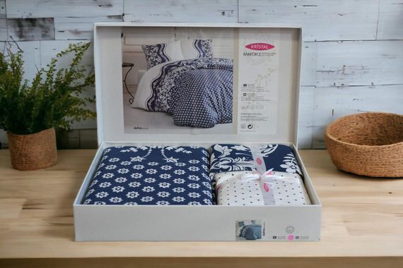 Комплект постільної білизни Kristal Ranforse 200×220 см Dafne Lacivert | Зображення 1