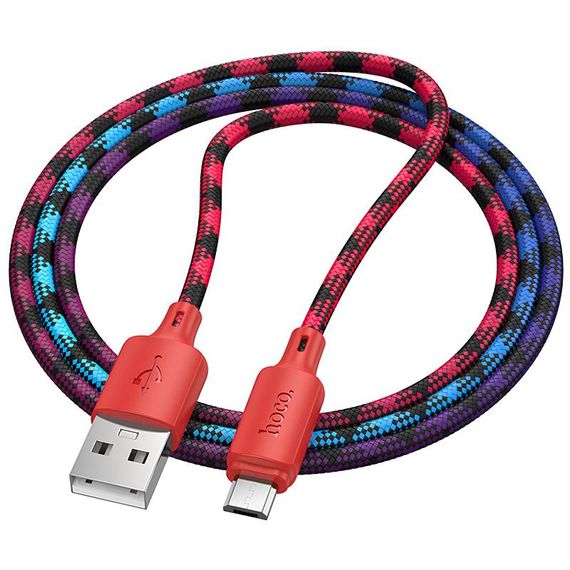 Дата кабель Hoco X116 Meridian USB to MicroUSB 2.4A (1m) Gradient Red Mix | Зображення 1