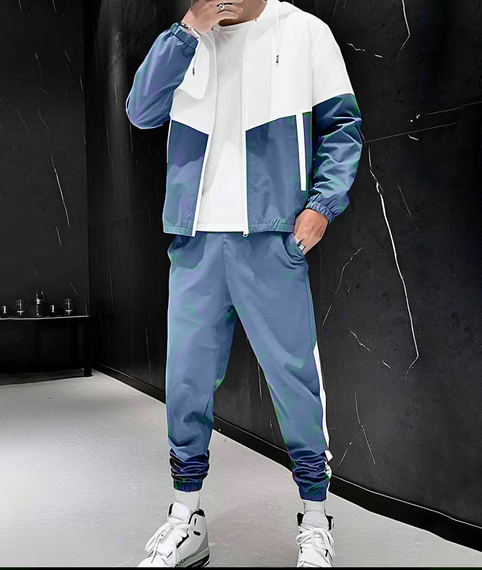 Костюм плащевка ультра голубо-белый S M