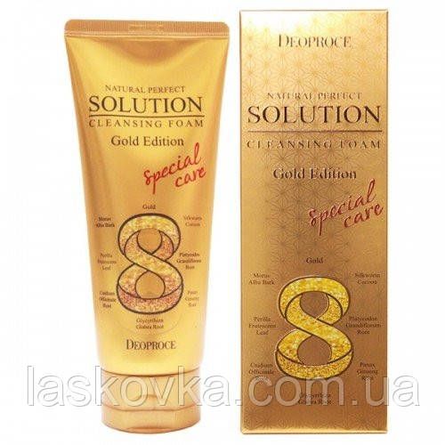 Пінка на основі золота і східних трав Deoproce Natural Perfect Solution Cleansing Foam Gold Edition