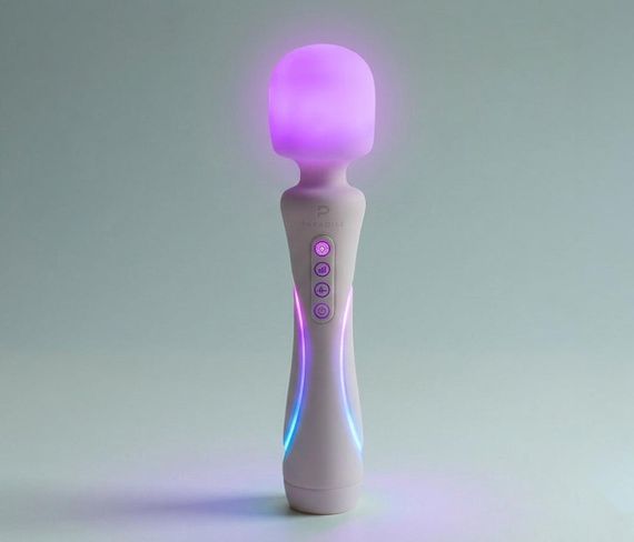 Микрофон с вибрацией, RGB-подсветкой и приложением Illumination The Wand, белый, 24,8 × 5,1 см Sex Aura | Зображення 1
