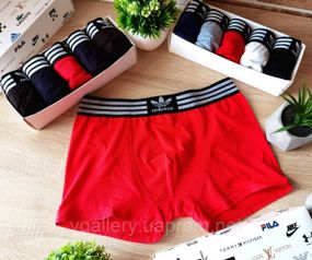Чоловічі боксери Adidas, чоловічі труси Адідас, Бавовняні труси преміум'якості Adidas XXL, Червоний