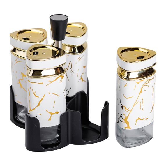 Набор баночек для специй 4 шт 120 мл карусель для хранения специй HP-1330 | Зображення 3