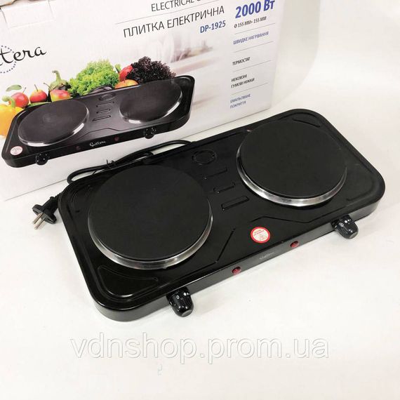 Електрична настільна плита, Настільна потужна електрична плита на 2 конфорки, Стильна електроплита ME-46 | Зображення 1