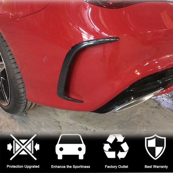 Накладки на задний бампер V1 (для AMG-Line / CLA45 AMG SD, Карбон) для Mercedes CLA C117 2013-2019 гг | Зображення 1