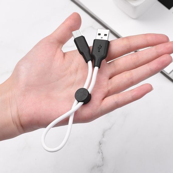 Дата кабель Hoco X21 Plus Silicone MicroUSB Cable (0.25m) Чорний / Білий | Зображення 2