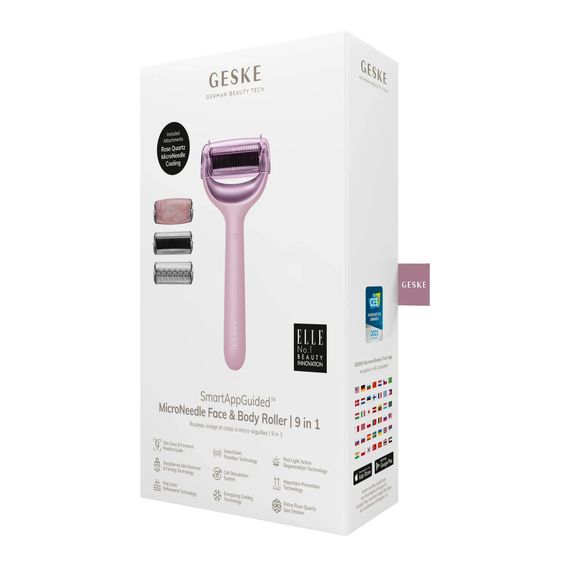 Ролик для игловой мезотерапии лица и тела GESKE MicroNeedle Face&Body Roller 9в1 turquoise, Розовый | Зображення 7