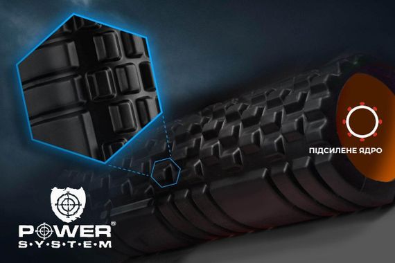 Масажний ролик (роллер) Power System PS-4050 Fitness Foam Roller Black/Orange (33x15см.) | Зображення 1