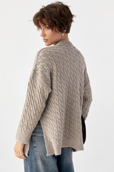 В'язана туніка з косичками - кавовий цвет, ONE SIZE (є розміри) | Зображення 1