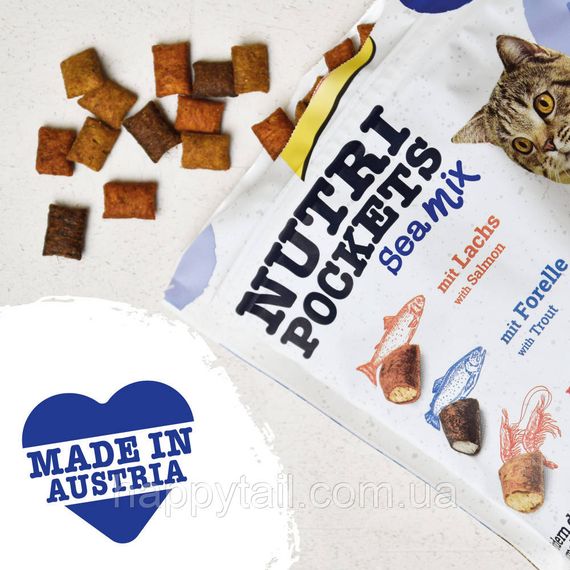 Лакомство витаминное GimCat Nutri Pockets Морской микс для котов с лососем форелью и креветками 150 г. | Зображення 5