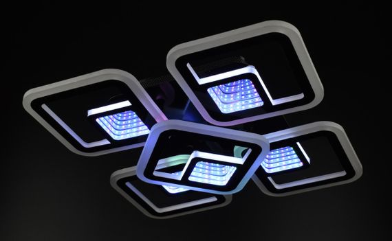 Люстра світлодіодна стельова LED світильник для квартири на стелю лед з пультом 26025 Чорний 10х40х40 см. | Зображення 5