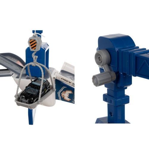 Складаний іграшковий поліцейський літак з паркуванням, краном та металевими машинками | Зображення 7