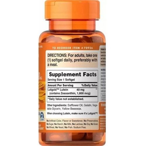 Лютеин Puritan's Pride Lutein 40 mg with Zeaxanthin 120 Softgels | Зображення 1