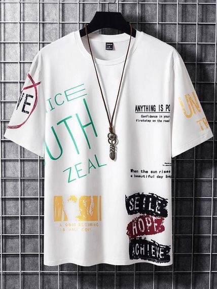 Футболка чоловіча з принтом повсякденна XL Білий