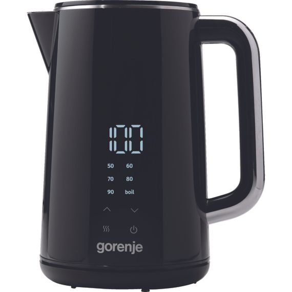 Електрочайник Gorenje, 1.7л, подвійні стінки, LED дисплей, Strix контроль, чорний (K17DWD)