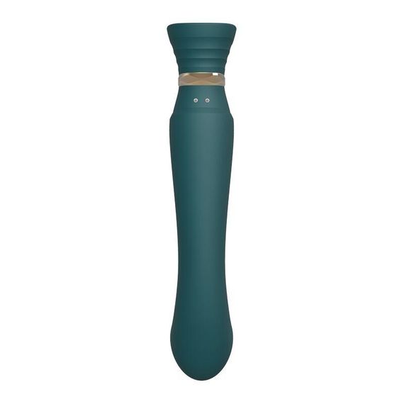 Смартвибратор 3в1 Zalo — Queen Jewel Green, пульсирующая жемчужина и вакуум, кристалл Swarovski Sex Aura | Зображення 9